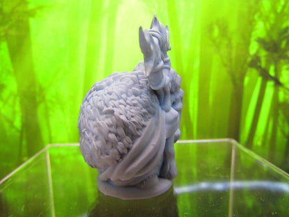 Druid Hermit Dwarf w/ Mask and Bird's Nest Hat Mini Miniature 3D Printed Model