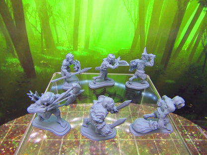 6pc Swamp Goblin Mob Set Mini Miniature 3D Printed Model 28/32mm Scale