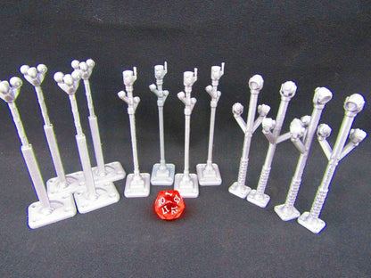 12pc Security Cameras, Spot Lights, and Street Lights Obstacle Set Scenery SciFi