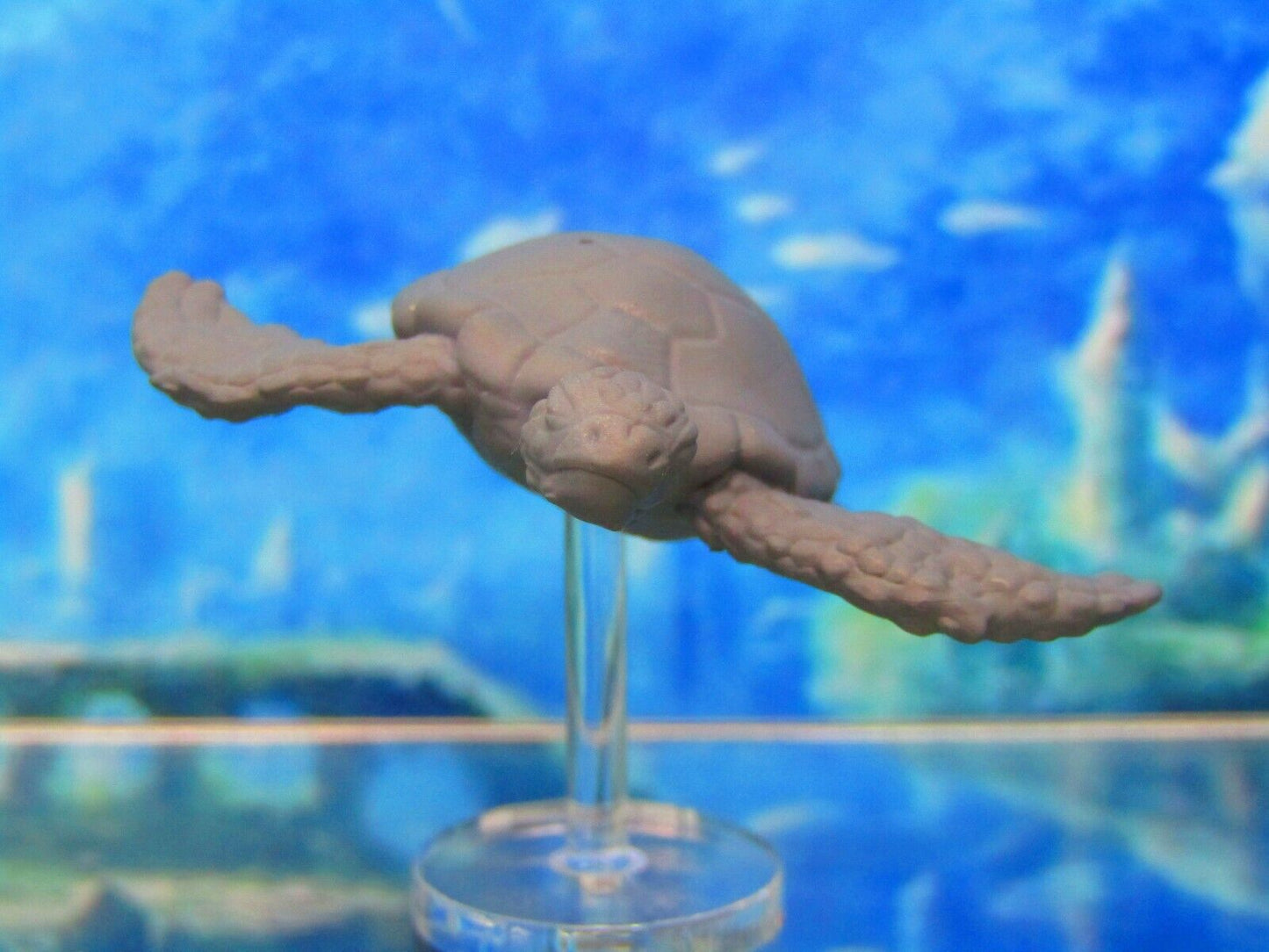 Large Underwater Sea Turtle With Rod & Flight Stand Mini Miniature 3D Printed