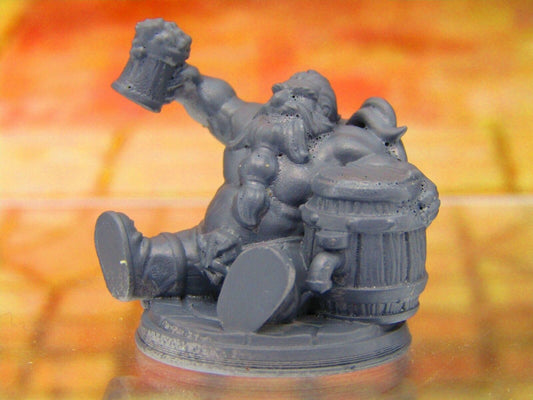 Hobur the Party Boy Drunken Barfly w/ Keg Dwarf Mini Miniature 3D Printed Model