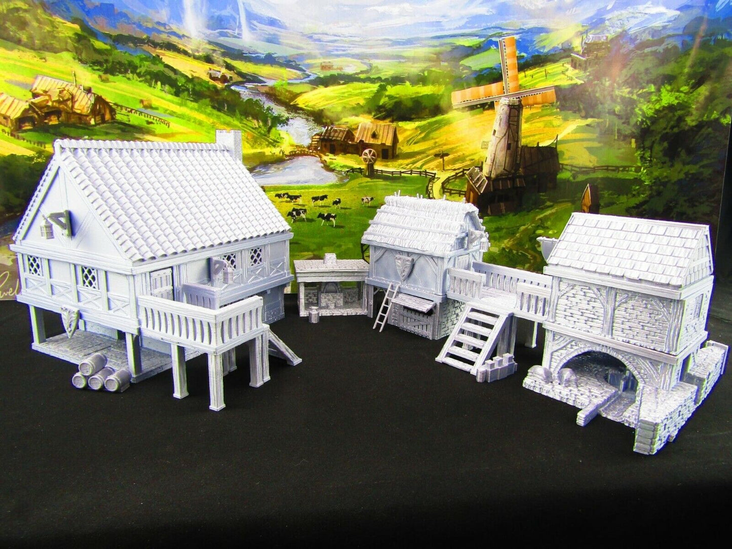 Large Village Center Mill, Stable, Blacksmith, Shops, Tavern & Inn Scatter