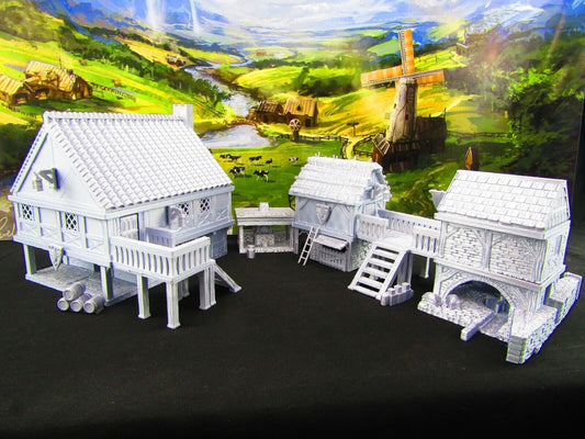 Large Village Center Mill, Stable, Blacksmith, Shops, Tavern & Inn Scatter