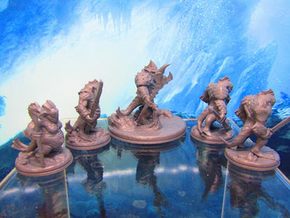 5pc Sea Devil War Tribe Party Mini Miniature Figure 3D Printed Model 28/32mm