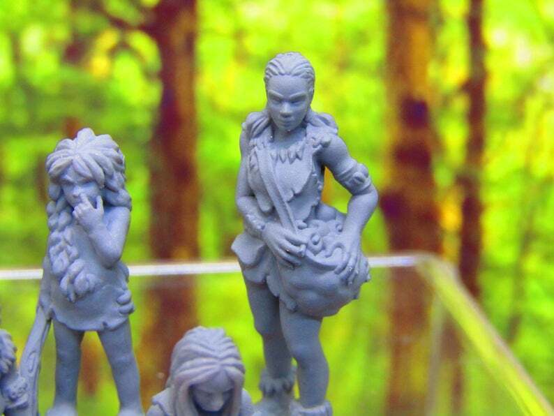 5pc Villager Tribe Women & Children Set Mini Miniature 3D Printed Figure Model
