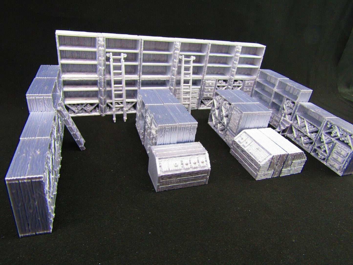 26pc Library Book Shelves, Cabinets, Counters & Ladders Scatter Terrain Scenery