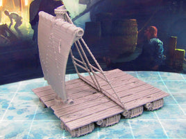 Seafaring Pontoon Sailing Raft Scatter Terrain Scenery 3D Printed Model 28/32mm
