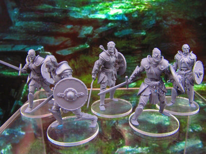5pc Undead Zombie Soldiers Fighters Warriors Mini Miniatures 3D Printed Model
