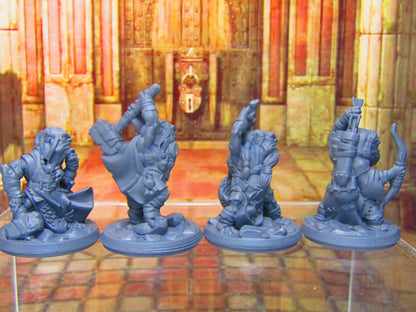 4pc Goblin War Party Fighters Warriors Mini Miniature Figure 3D Printed Model
