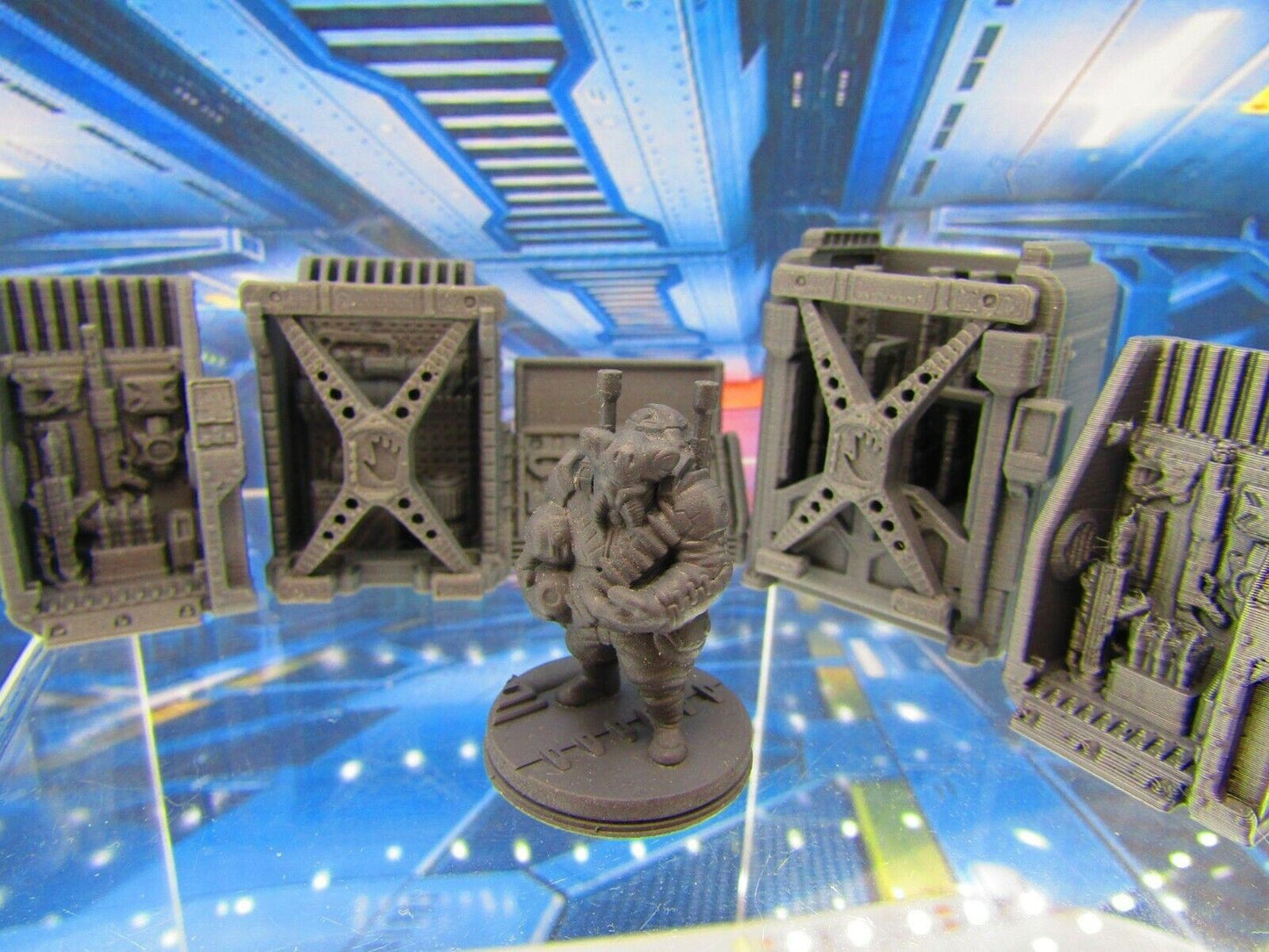 7pc Weapons Arms Dealer & Racks Armory Miniatures 3D Printed Model 28/32mm Scale