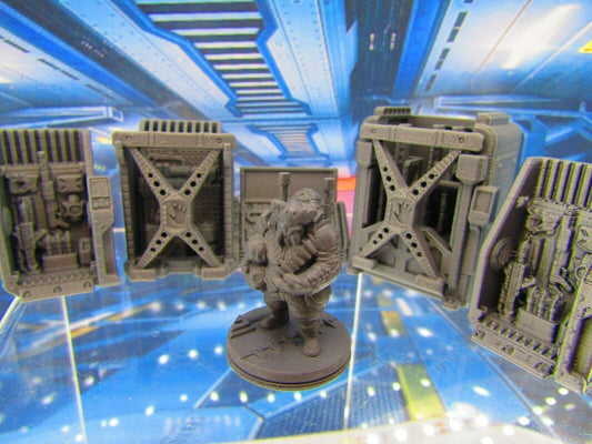 7pc Weapons Arms Dealer & Racks Armory Miniatures 3D Printed Model 28/32mm Scale