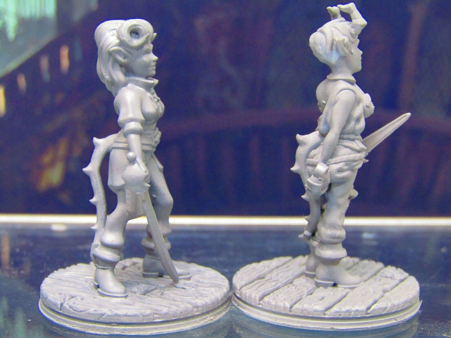 Demon Touched Female Pirate Pair Mini Miniature Figure 3D Printed Model 28/32mm