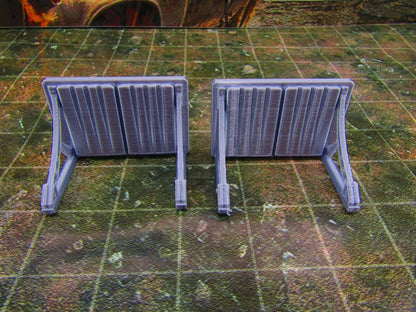 2pc Metal Barrier / Shield Wide Scatter Terrain Scenery Wasteland Apocalypse
