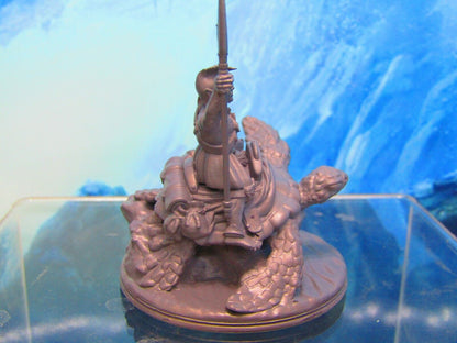 Sea Elf Rider on Turtle Mount Mini Miniature Figure 3D Printed Model 28/32mm