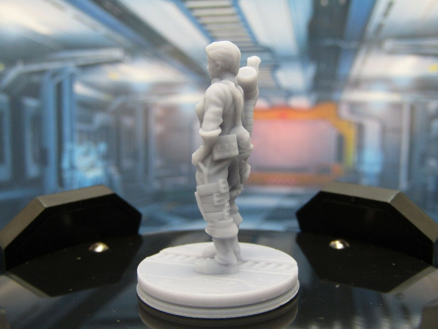 Female Space Crew Mechanic Mini Miniature Figure Scenery Terrain 3D Printed