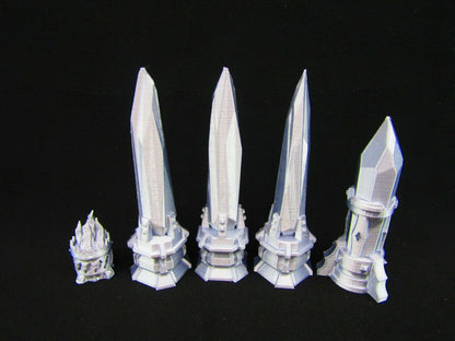 Crystal Obelisk Set Scatter Terrain Scenery 3D Printed Mini Miniature Model