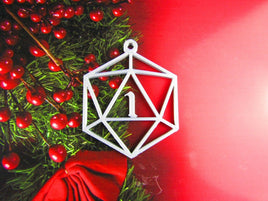 D20 20 Sided Die Dice Critical Fail Roll of 1 Christmas Tree Ornament Holiday
