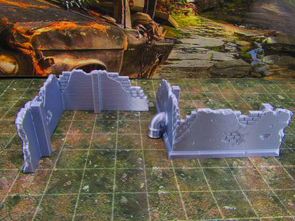 2pc Building Rubble Corner Brick Wall Scatter Terrain Scenery Wasteland