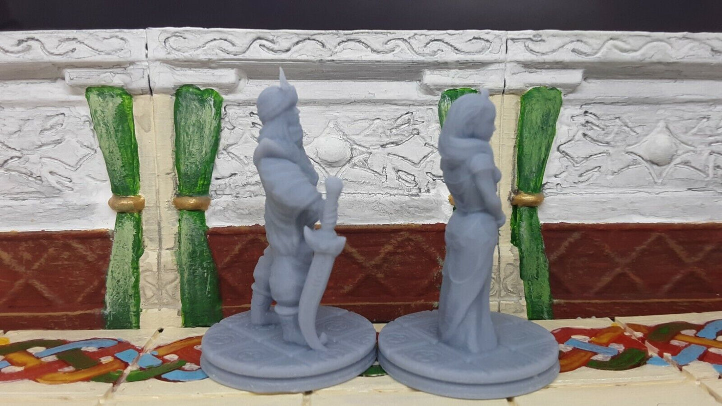 Arabian Prince & Princess Mini Miniature Figure 28-32MM Resin 3D Printed D&D