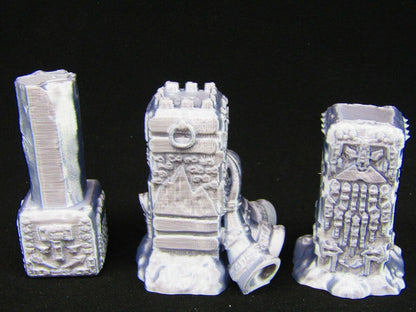 Warning Horn and Decorated Ancient Columns Scatter Terrain Scenery 3D Printed