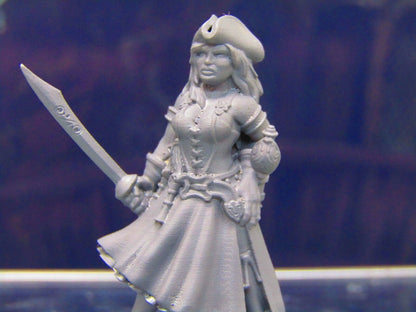Human Pirate Female Captain Mini Miniature Figure 3D Printed Model 28/32mm Scale