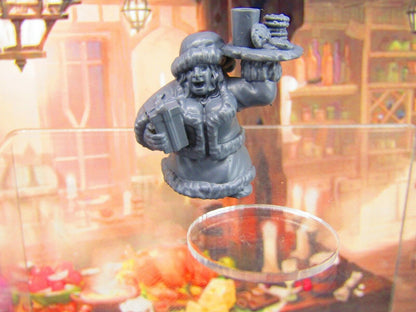 Dwarf Christmas Waitress Mini Miniature Figure 3D Printed Model 28/32mm Scale