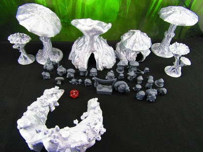 Mushroom Forest Myconid Shroomie Village Set w/ minis Scatter Terrain Scenery