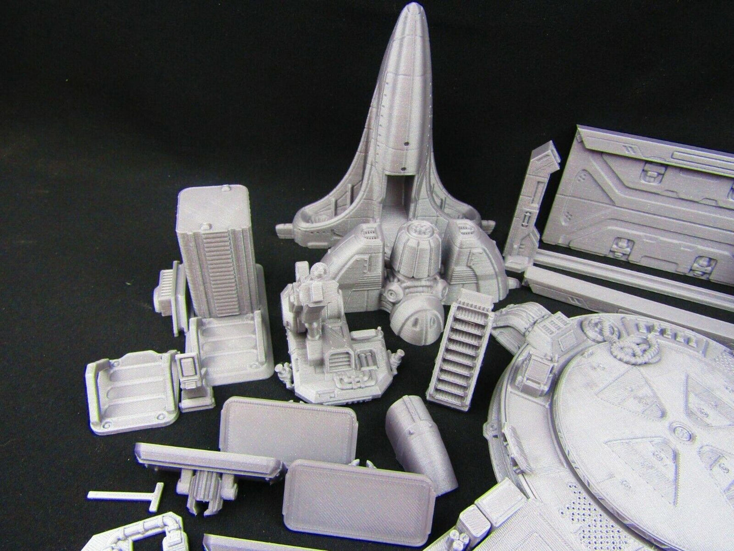 42pc Large Space Ship Hangar Set w/ Minis Scenery Scatter Terrain 3D Printed