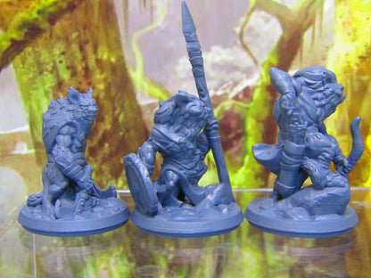 3pc Hyenaman Tribe War Party Mini Miniature Figure 3D Printed Model 28/32mm