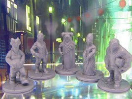 Lot of 5 Alien Civilans Commoners NPCs Mini Miniature Figure 3D Printed Model