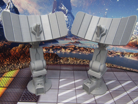 Pair of Satellite Relay Dishes Scatter Terrain Scenery Miniature 3D Printed