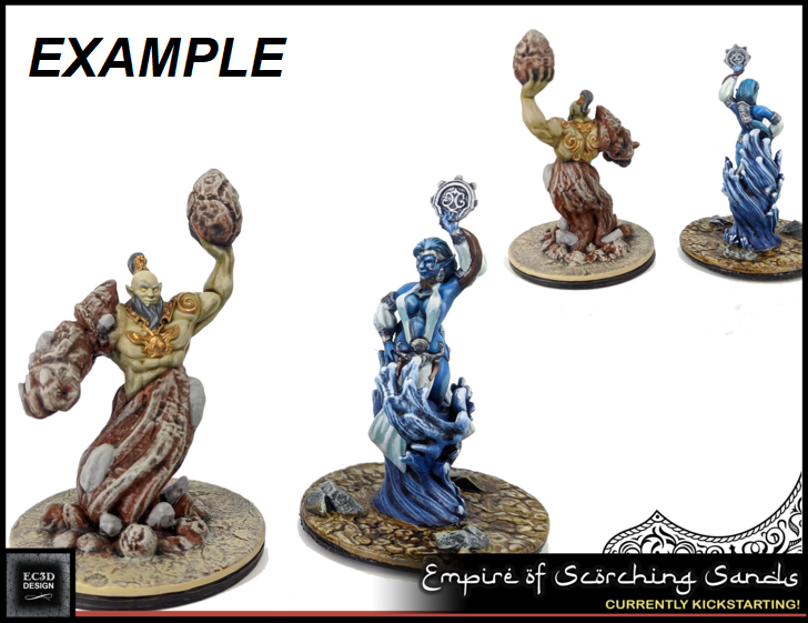 Lot of 4 Genie Djinns W/ Lamps Mini Miniatures Figures D&D 3D Printed Resin