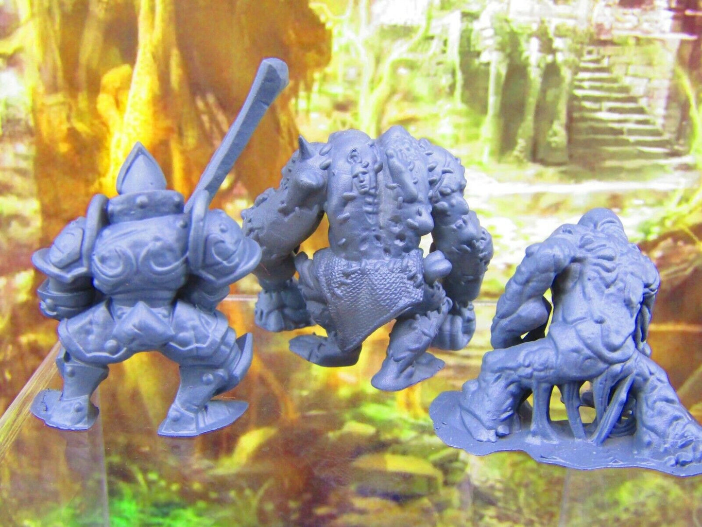 3pc Golem Set Clay, Flesh, Metal Mini Miniatures 3D Printed Resin Model
