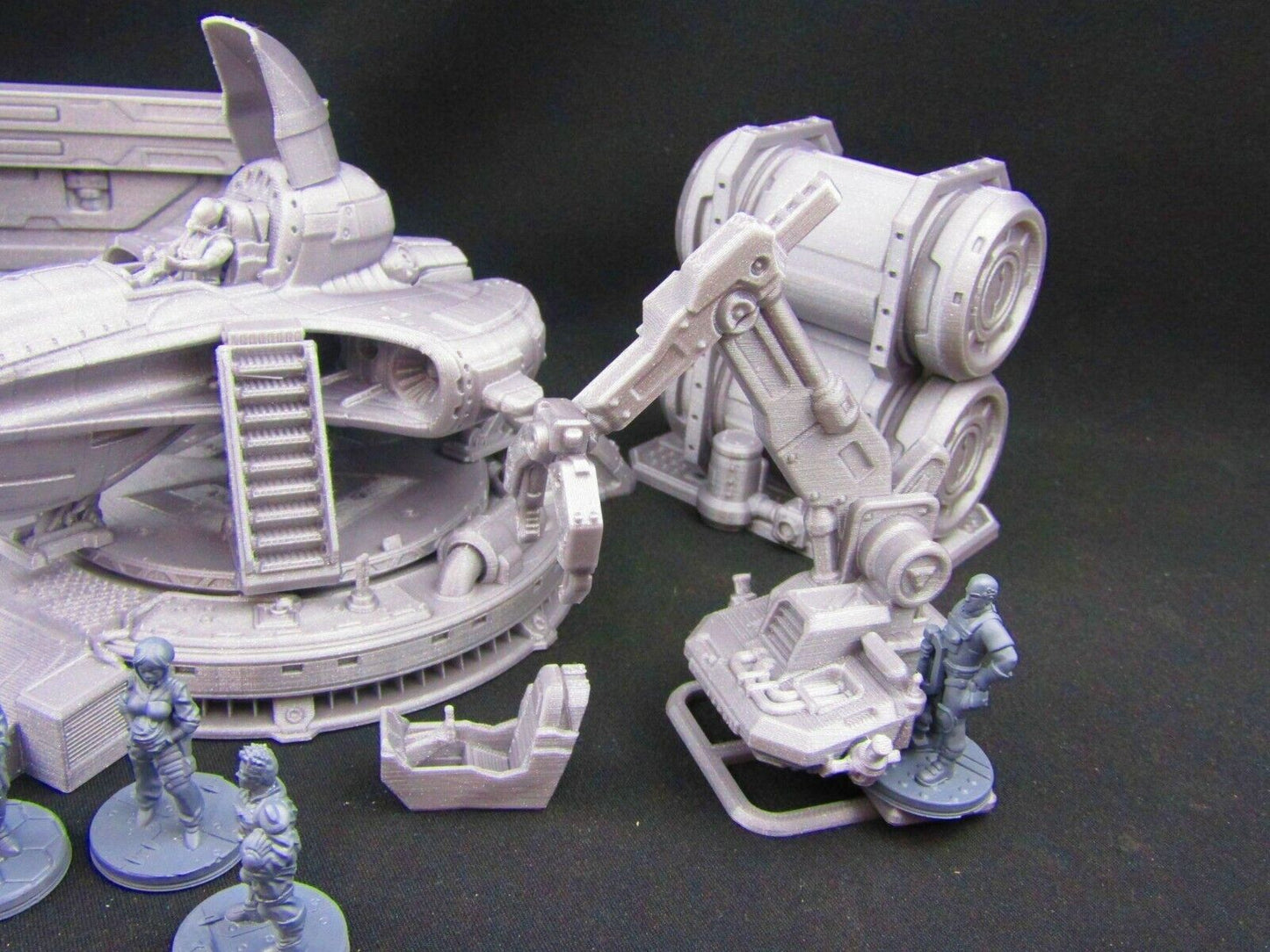 42pc Large Space Ship Hangar Set w/ Minis Scenery Scatter Terrain 3D Printed