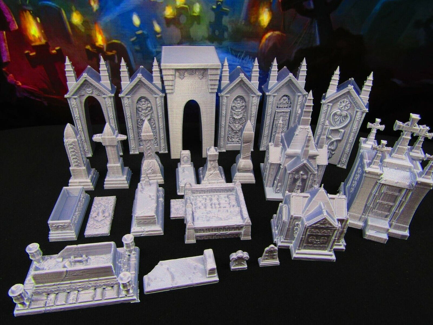 23pc Tombs, Gravestones, & Mausoleums Graveyard Collection Grave Set 3D Print