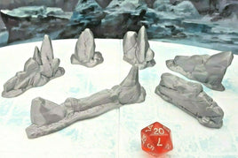 6 Piece Rock Formations Scatter Terrain Scenery 28mm Dungeons & Dragons 3D Print