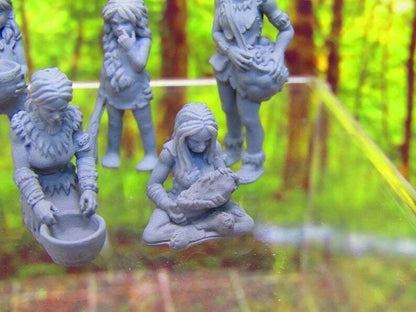 5pc Villager Tribe Women & Children Set Mini Miniature 3D Printed Figure Model