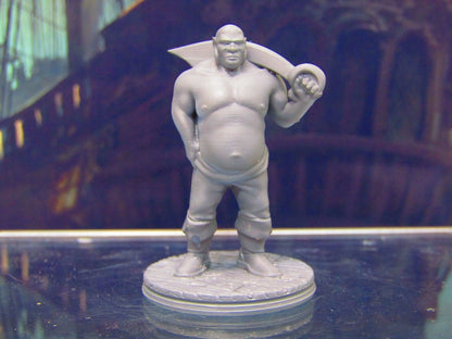Fat Human Pirate Crewman w/ Cutlass Mini Miniature Figure 3D Printed Model