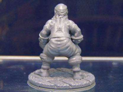 Dwarf Brawler Pirate Mini Miniature Figure 3D Printed Model 28/32mm