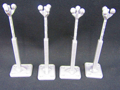 4pc Street Lights Obstacle Set Scenery Scatter Terrain 3D Printed Model 28/32mm