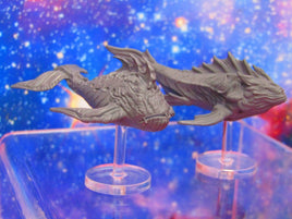 Space Whales Pair Creatures of the Cosmos Starfinder Fleet Scale Starship Mini