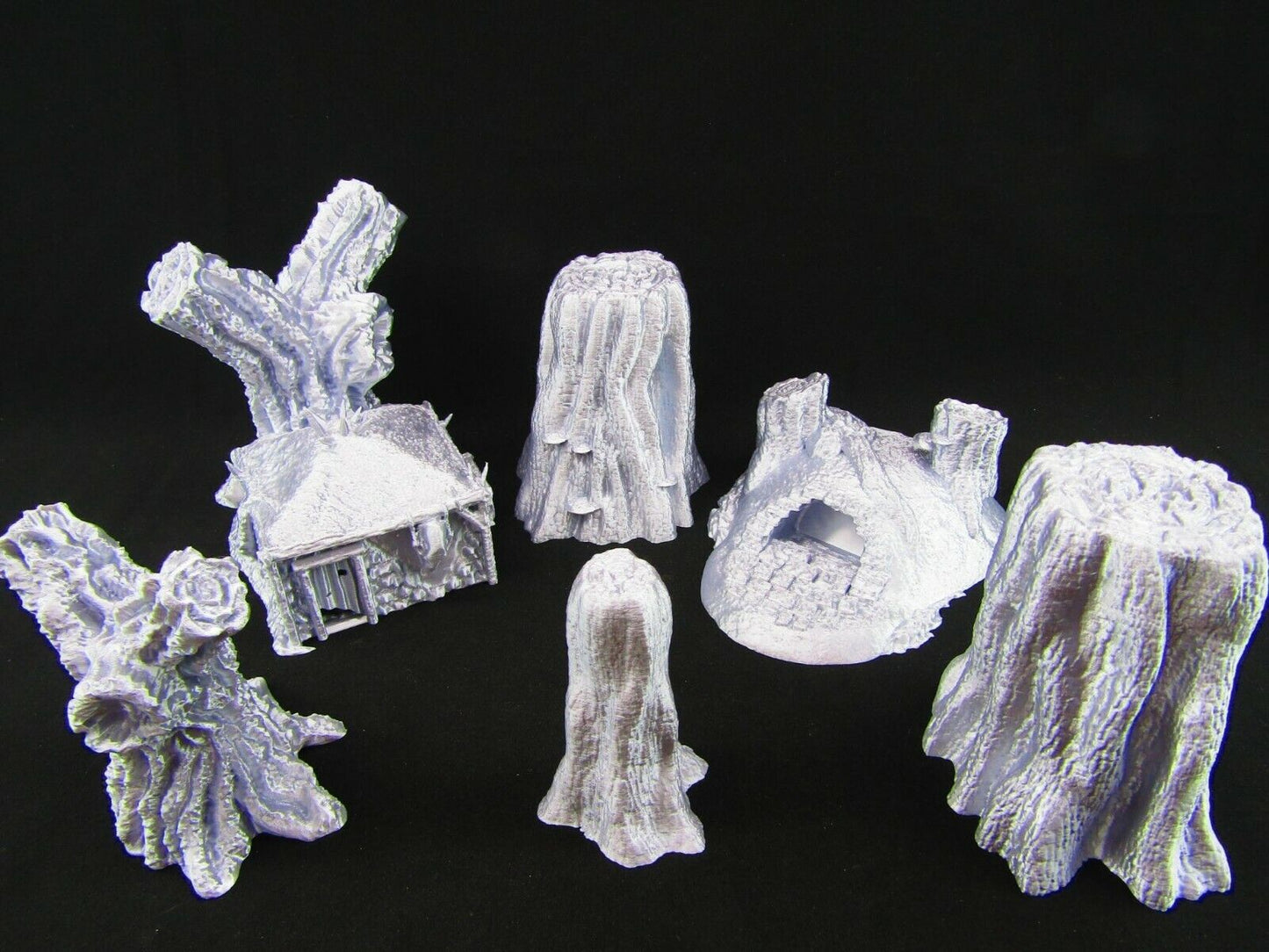 Dark Forest Woods w/ Burrow and House Scatter Terrain Scenery 3D Printed Mini