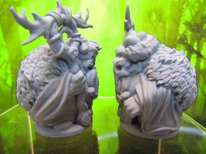 Pair of Crazy Wildman Recluse Dwarf Druids Mini Miniature 3D Printed Model