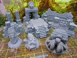 16 pc Ancient Jungle Temple Ruins Scatter Terrain Scenery 3D Printed Model