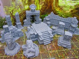14pc Ancient Jungle Temple Ruins Scatter Terrain Scenery 3D Printed Model