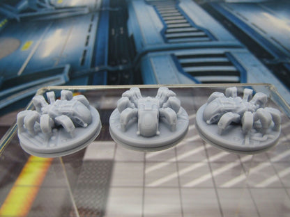 Lot of 3 Mechanical Robot Spider Droids Mini Miniature 3D Printed Figure Model