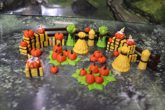 29pc Color Fall Jack o Lantern Pumpkin Farm Halloween Mini Miniature Terrain D&D
