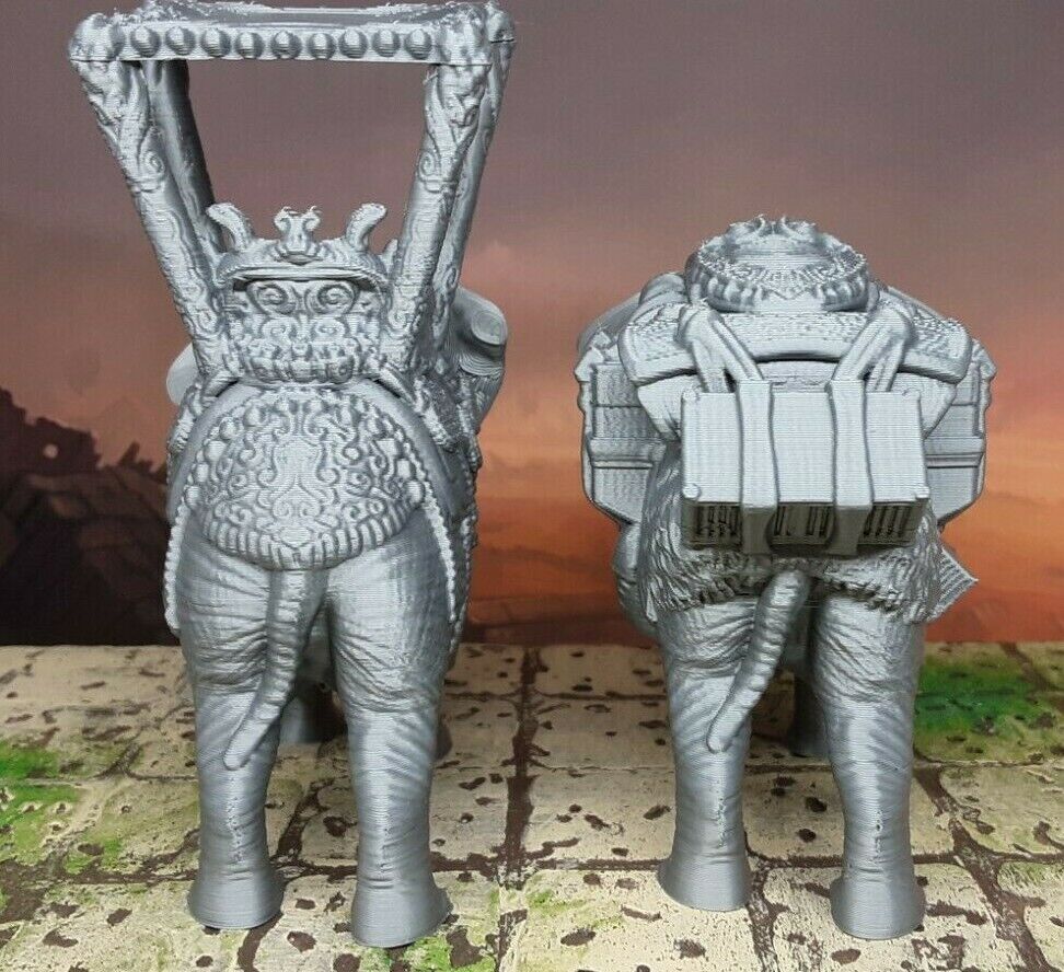 Pair of Riding & Pack Elephants Mini Miniature Figure 28-32mm Tabletop Gaming