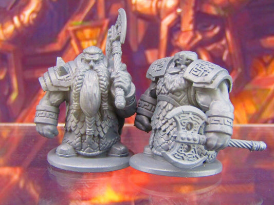 Dwarven Guard Pair Mini Miniature Figure 3D Printed Model 28/32mm Scale RPG