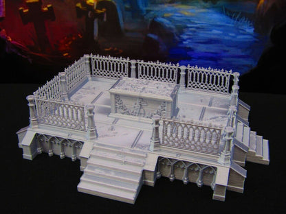 Raised Fenced in Tomb for Graveyard / Cemetery Scatter Terrain Scenery Tabletop